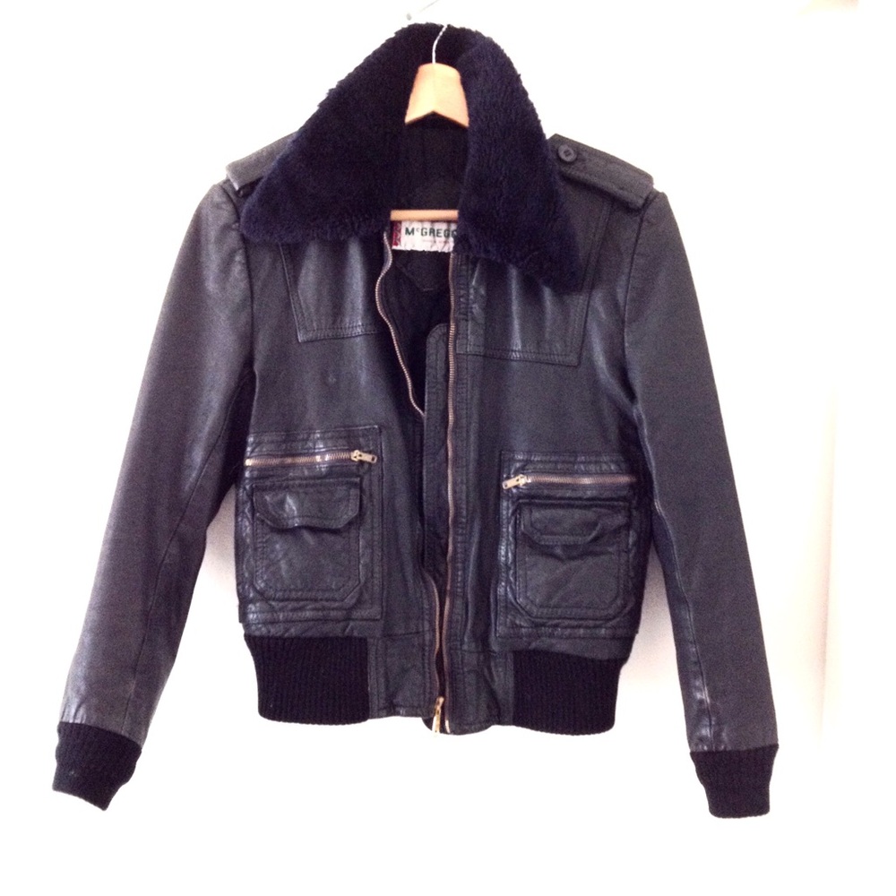 Vintage McGregor Black REAL Leather Jacket, Size S